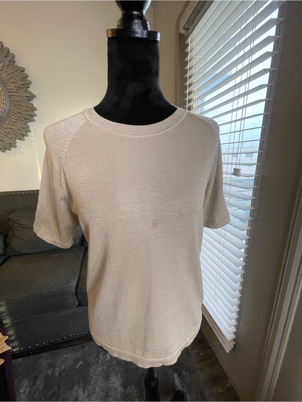 Theory Metallic Crewneck Sweater cotton/silk Large